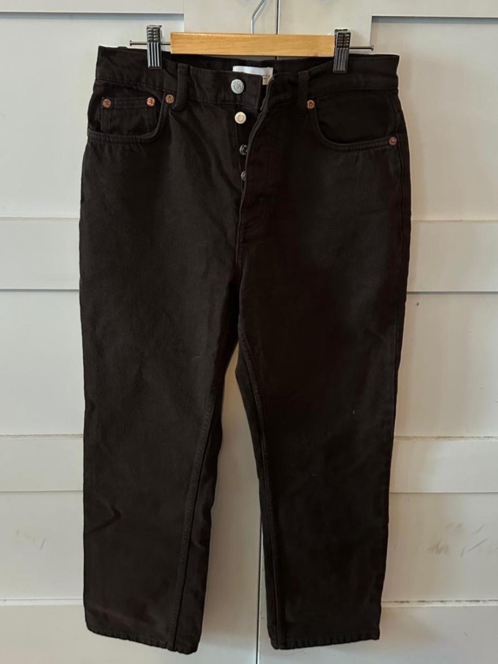 Zara Brown High-Rise Straight Jeans